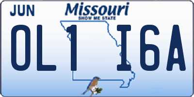 MO license plate OL1I6A