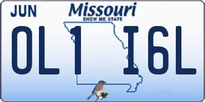 MO license plate OL1I6L