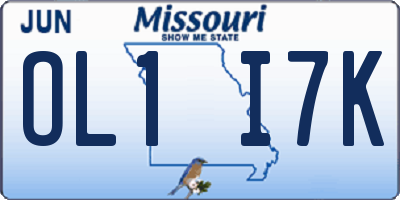 MO license plate OL1I7K