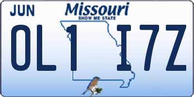 MO license plate OL1I7Z