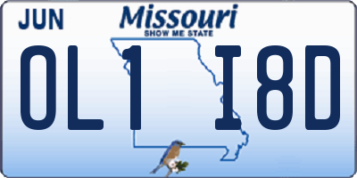 MO license plate OL1I8D