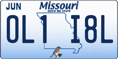 MO license plate OL1I8L