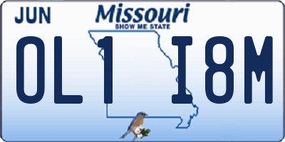 MO license plate OL1I8M