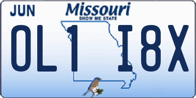 MO license plate OL1I8X