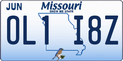 MO license plate OL1I8Z