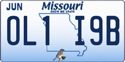 MO license plate OL1I9B
