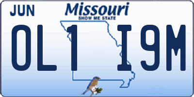 MO license plate OL1I9M