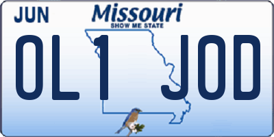 MO license plate OL1J0D