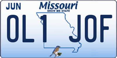 MO license plate OL1J0F