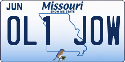 MO license plate OL1J0W