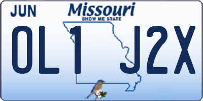 MO license plate OL1J2X