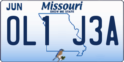 MO license plate OL1J3A