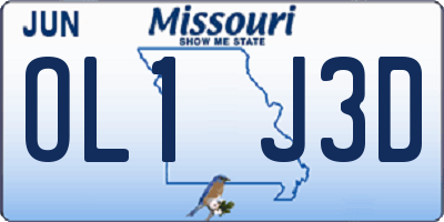 MO license plate OL1J3D