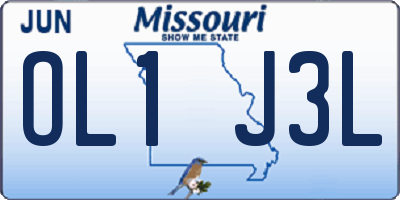 MO license plate OL1J3L