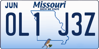 MO license plate OL1J3Z