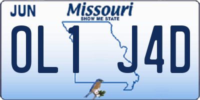 MO license plate OL1J4D
