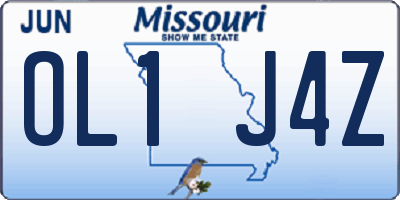 MO license plate OL1J4Z