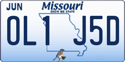 MO license plate OL1J5D