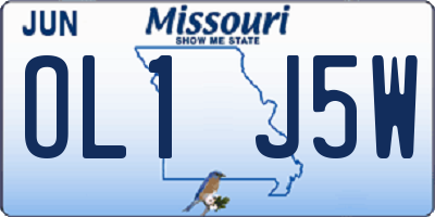 MO license plate OL1J5W