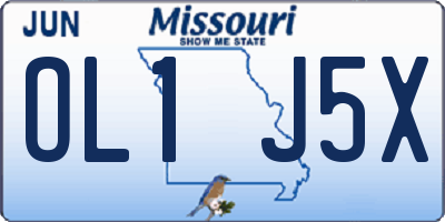 MO license plate OL1J5X