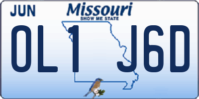 MO license plate OL1J6D