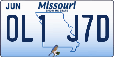 MO license plate OL1J7D