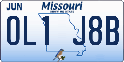 MO license plate OL1J8B