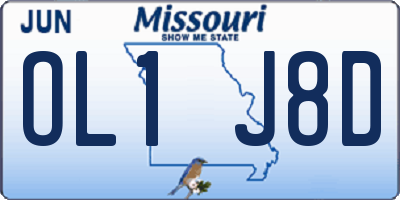 MO license plate OL1J8D