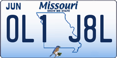 MO license plate OL1J8L