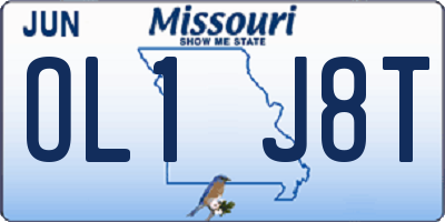 MO license plate OL1J8T