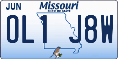 MO license plate OL1J8W