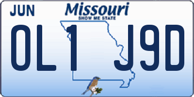 MO license plate OL1J9D