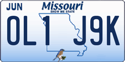 MO license plate OL1J9K