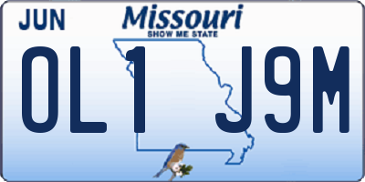 MO license plate OL1J9M