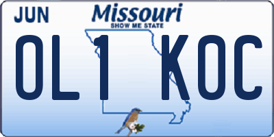 MO license plate OL1K0C