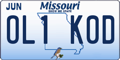 MO license plate OL1K0D
