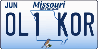 MO license plate OL1K0R