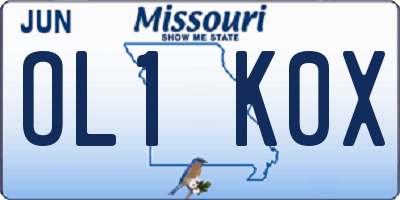 MO license plate OL1K0X