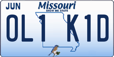 MO license plate OL1K1D