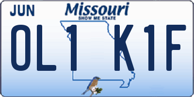 MO license plate OL1K1F