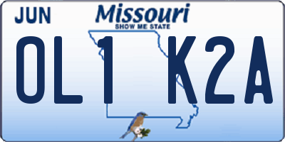 MO license plate OL1K2A
