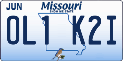 MO license plate OL1K2I
