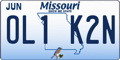 MO license plate OL1K2N