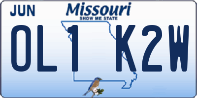 MO license plate OL1K2W