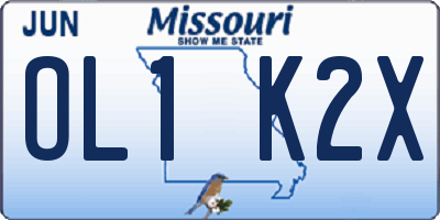 MO license plate OL1K2X
