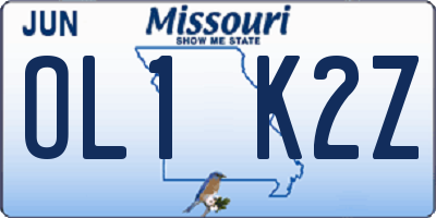MO license plate OL1K2Z