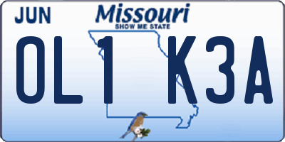 MO license plate OL1K3A