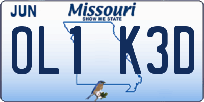 MO license plate OL1K3D