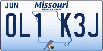 MO license plate OL1K3J