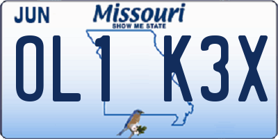 MO license plate OL1K3X